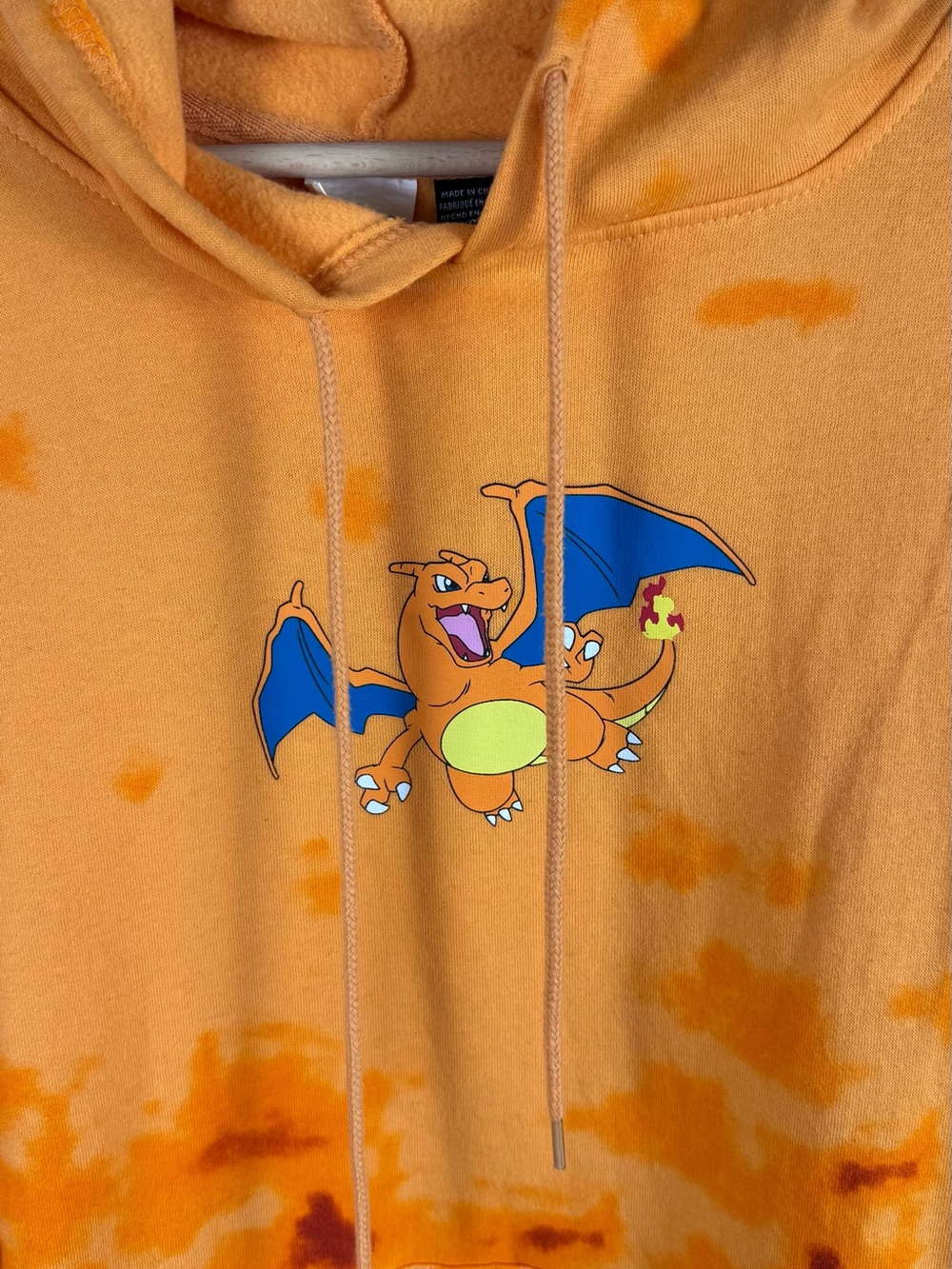 Pokemon Charizard Custom Tie Dye Hoodie Orange Fire Graphic Pullover Size Medium - Picture 2 of 7